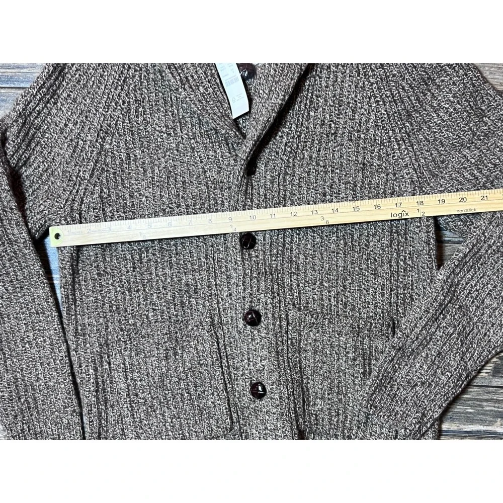NWT J Crew Rugged Merino Brown Wool Blend Shawl Cardigan Sweater Mens Size Small